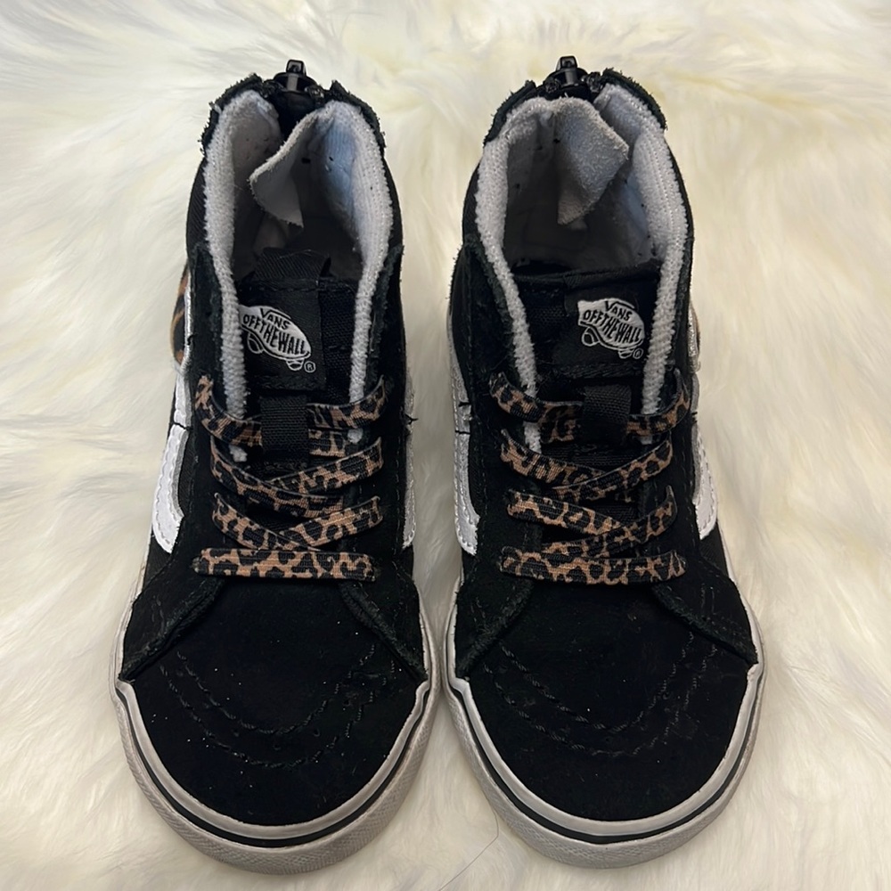 Black, white and leopard toddler vans- size 7